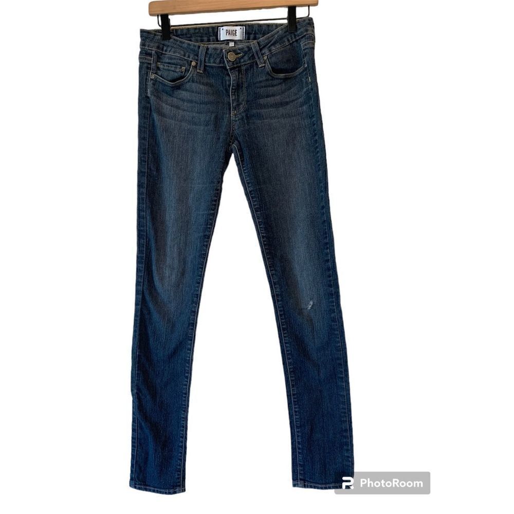 Paige SZ 28 Verdugo Ankle Jeans Low-Rise Stretch 5-Pocket Zip-Fly Dark Wash Blue